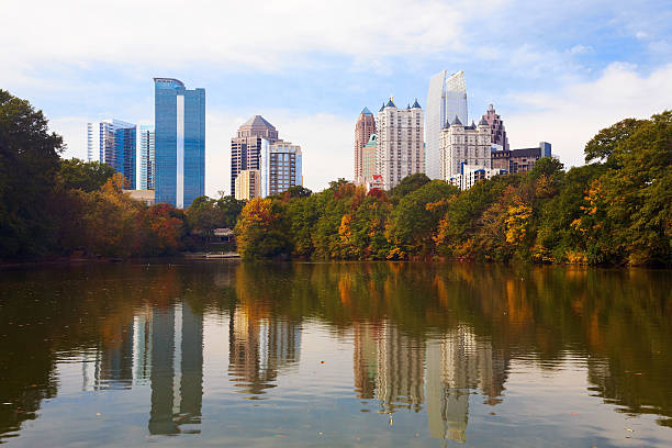 istock Midtown Atlanta reflected in lake. 153779675
