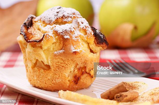 Apple Muffin Served On White Plate Stock Photo - Download Image Now - Apple - Fruit, Autumn, Cake