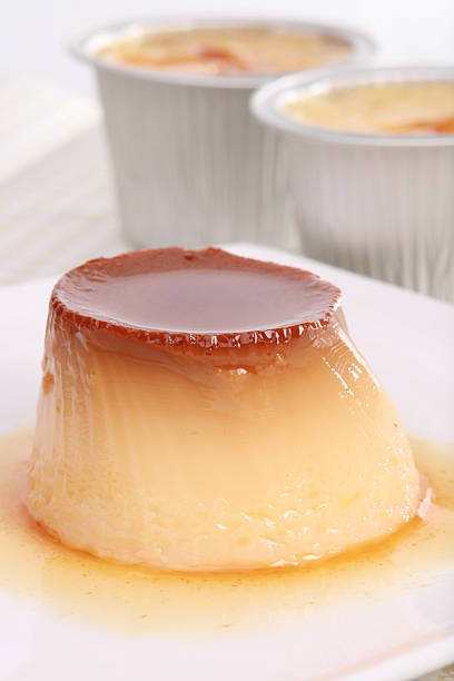 Egg creme caramel stock photo