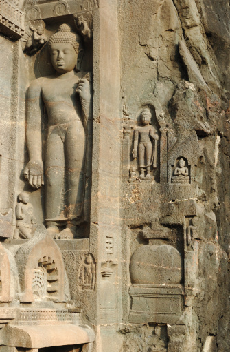 Buddha statues at Ajanta, famous cave temple complex of Southern India
