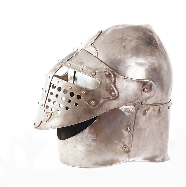 istock Metal medieval helmet Isolated on white 153780578