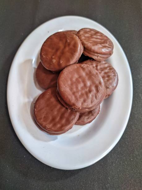 istock Sandwich Biscuits covered with Chocolate and Vanilla cream inside 1537808086