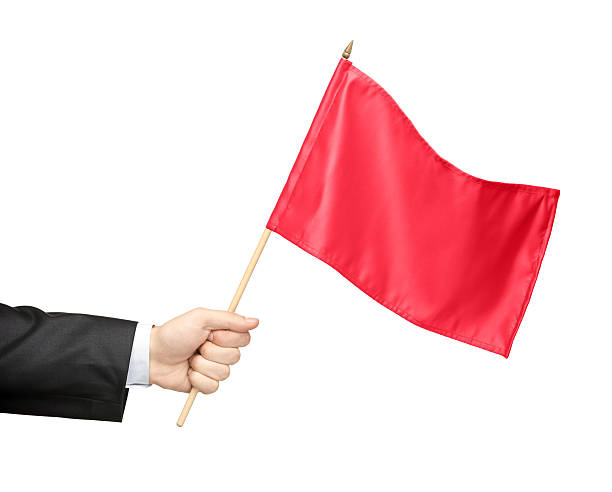 Hand Holding A Red Flag Stock Photo - Download Image Now - Flag, Red, Small  - iStock