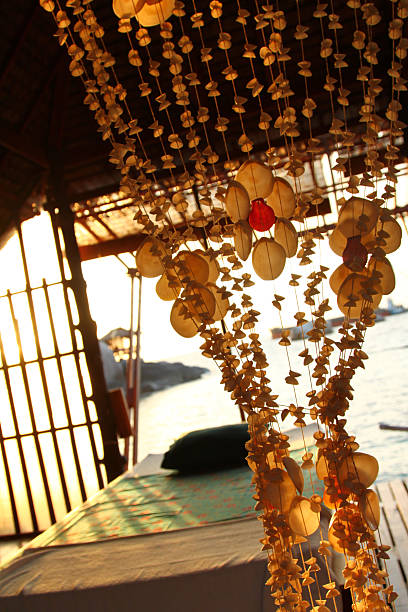 istock Seashell curtain and massage bed 153781351
