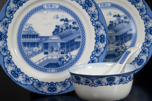 a suit of blue and white porcelain