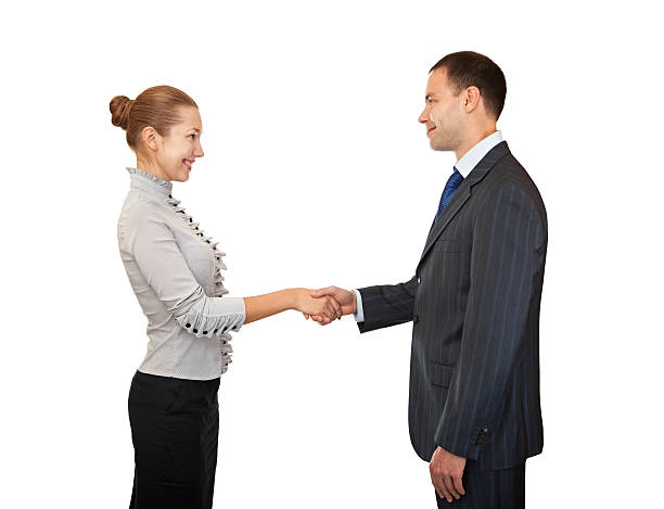 istock Handshake man and women. 153781591