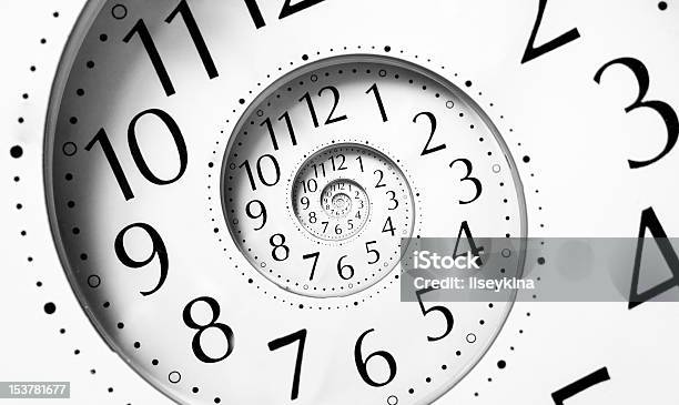 Clock In An Infinite Spiral Stock Photo - Download Image Now - Time, Clock, The Past