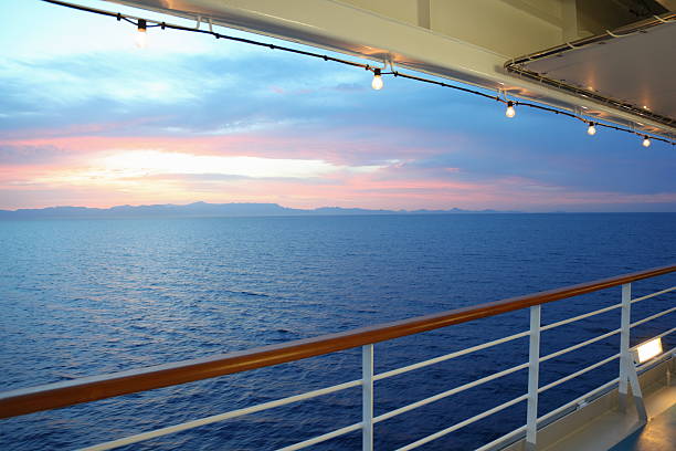 istock Beautiful view from deck of cruise ship on evening. Sunset. 153781688