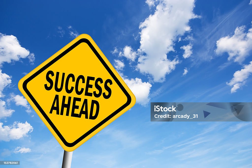 Success ahead sign Success ahead sign over blue sky Blue Stock Photo