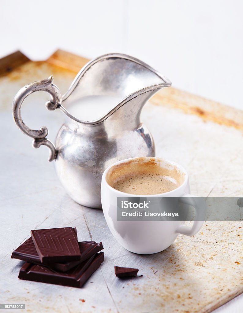 express Espresso cup with chocolate and milk Chocolate Stock Photo