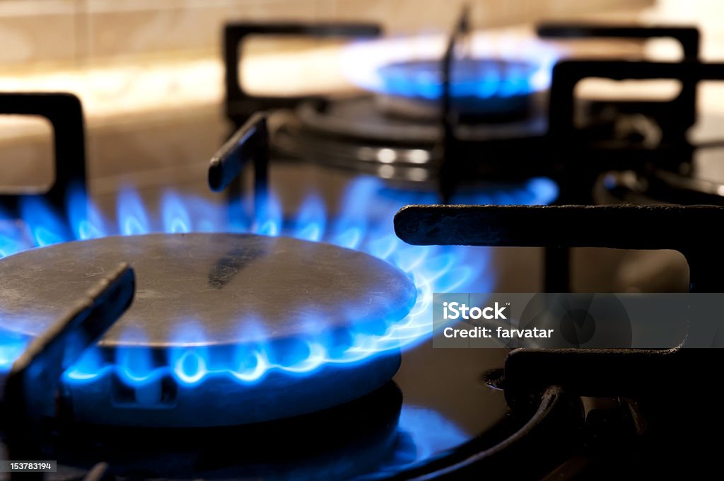 Quemadores de Gas.  Primer plano - Foto de stock de Gas natural libre de derechos