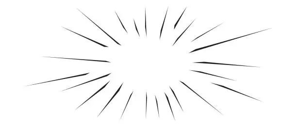 Vector illustration of Comic action lines.Manga speed effect frame. Cartoon boom,bang,radial burst.Vector isolated illustration