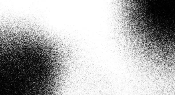 Vector illustration of Gritty sand noise overlay, vintage grunge pattern on grainy background. Vector graphic with grunge texture, distressed black and white elements. Distressed patterns, halftone dots and speckle effects.