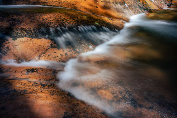 Horton Creek flows over smooth rock though tranquil valley below the Mogollon Rim