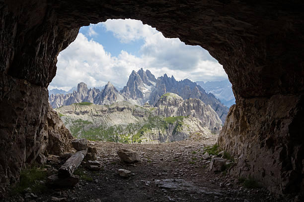 istock Panorama from man-made caves, Dolomites, Italy. 153790890