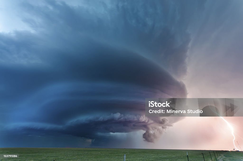 Tornadic supercell in the American plains A huge storm near Vega, Texas Tornado Stock Photo