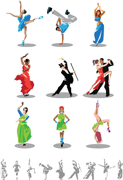 rodzaje tańca - ballet dancer dancing performer stock illustrations
