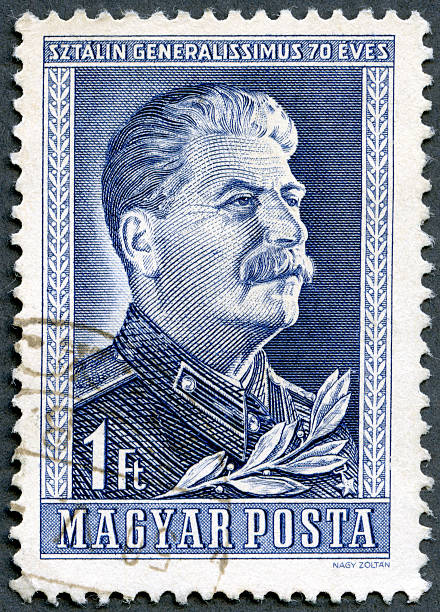 Hungary 1949 70th anniversary birth Joseph Vissarionovich Stalin Hungary 1949 postage stamp printed by Hungary, shows Joseph Vissarionovich Stalin, 70th anniversary of the birth of Joseph Stalin, circa 1949 70th stock pictures, royalty-free photos & images