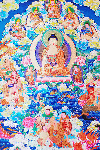 대불 thangka 스톡 사진