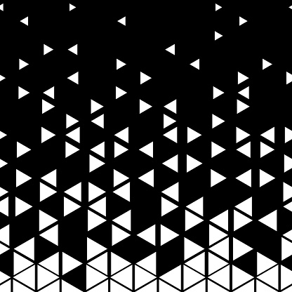 Seamless White to Black Color Transition Triangle Halftone Gradient Pattern. Abstract Geometric Background Design. Vector illustration.