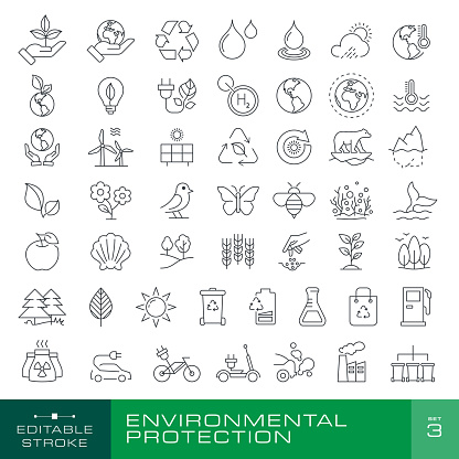 Environmental Conservation 3 - Editable Stroke. layered illustration