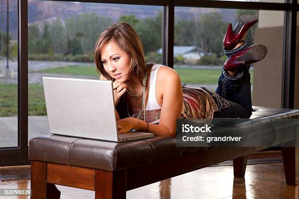 Young Woman Using Computer Stock Photo - Download Image Now - 20-29 Years, Adult, Adults Only