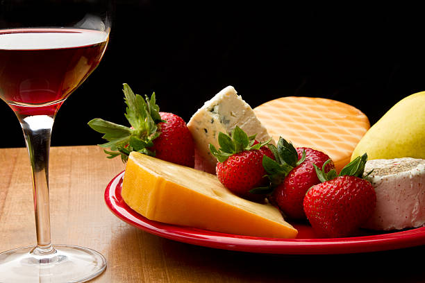 istock Fruit and Cheese Platter with Red Wine 153800170