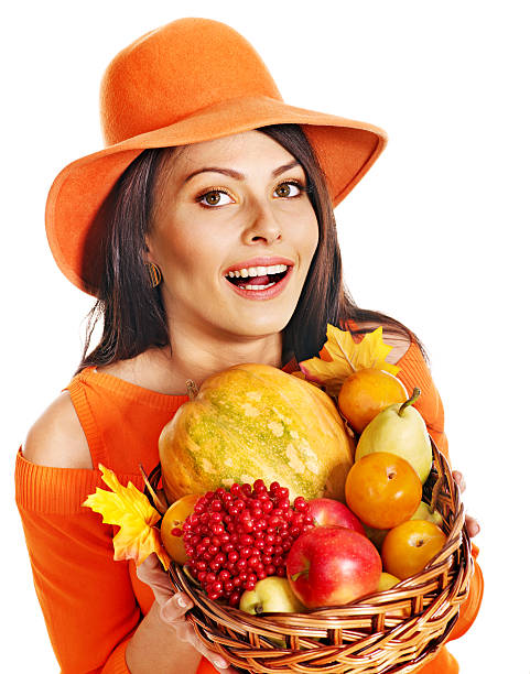 istock Woman holding autumn basket. 153800556