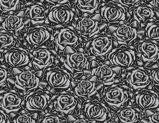 Tattoo Style Roses Background vector art illustration