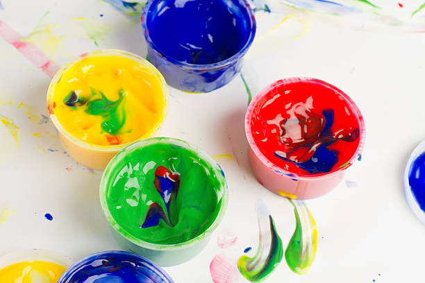 istock Red, Yellow, Blue, and Green Finger Paints 153802695