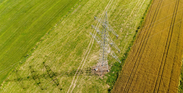 istock power lines and a power pole from above 1538041081