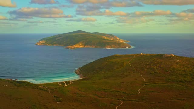 Waychinicup National Park in Western Australia, coast of Southern Ocean, coastline runs between Normans Beach and Cheynes Beach, near Bremer Bay, banksia shrubs with honey possums and honeyeaters