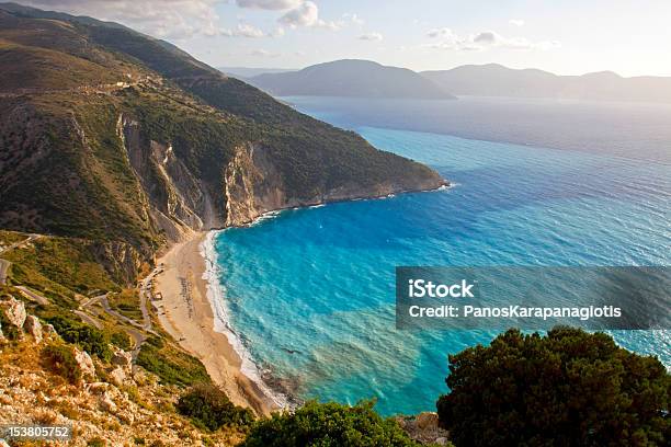 Mirtos Beach At Kefalonia Island In Greece Stock Photo - Download Image Now - Beach, Cliff, Coastline