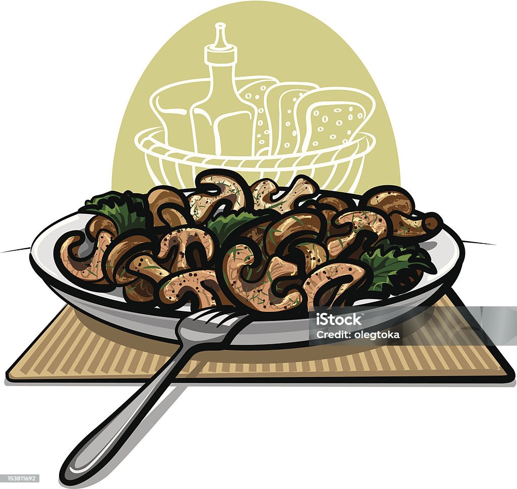 Frescos cogumelos Frito - Royalty-free Alimentação Saudável arte vetorial