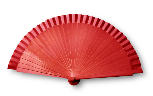 Red fan on white with shadow ( clipping path)