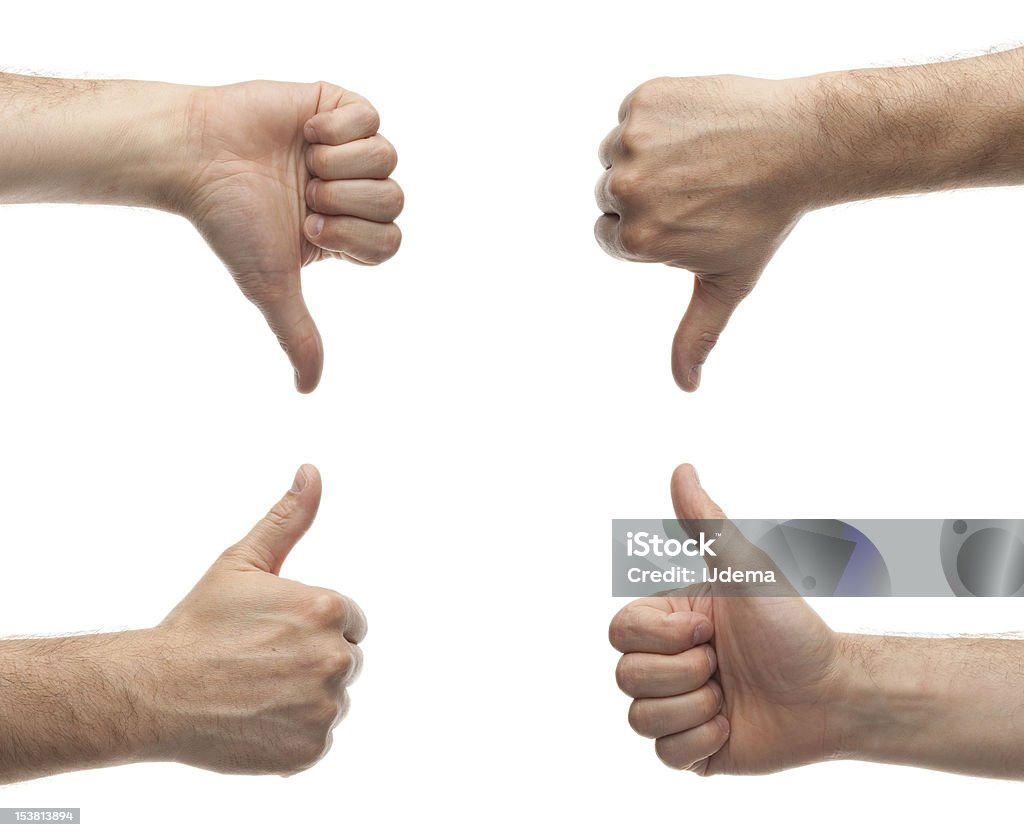 Uomo mani mostrando pollice in alto e in basso - Foto stock royalty-free di Accordo d'intesa