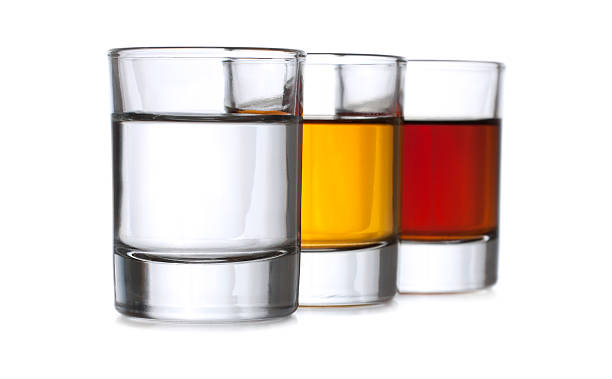 Three shot glasses stock photo