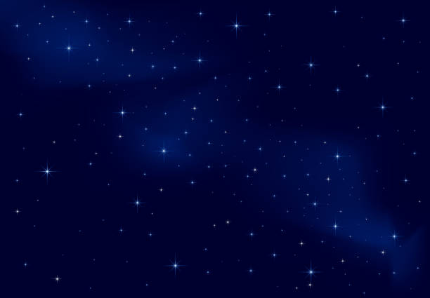 Background of a clear starry sky Night background, shining Stars on dark blue sky, illustration dark blue night stock illustrations