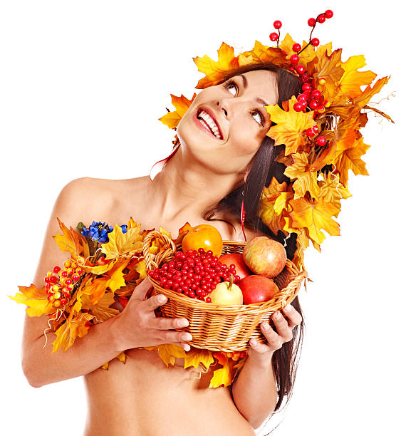 istock Girl  holding basket with fruit. 153815906