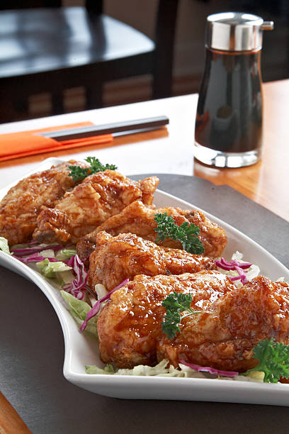 Asian bbq chicken wings stock photo