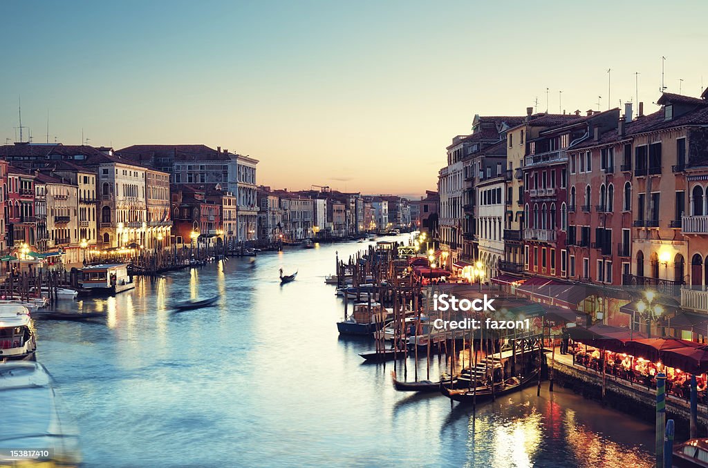 Grand Canal, Venice - Italy Grand Canal after sunset. Architecture Stock Photo