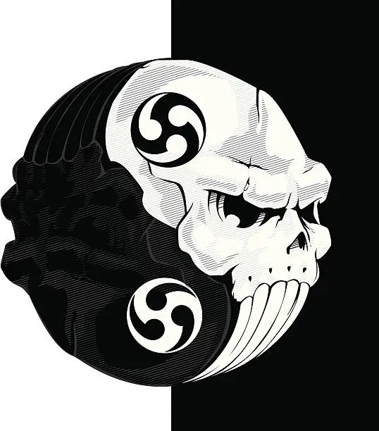 Vector illustration of Skull yinyang