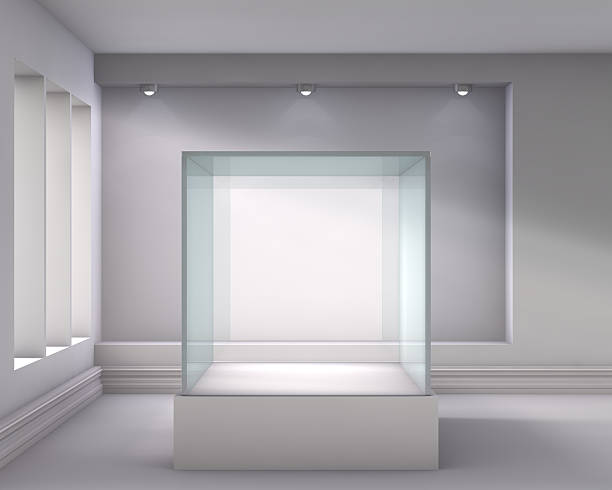 3d glass showcase and niche with spotlights
