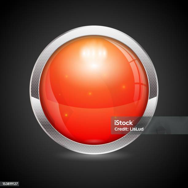 Ilustración de Botón Rojo y más Vectores Libres de Derechos de Brillante - Brillante, Color negro, Control