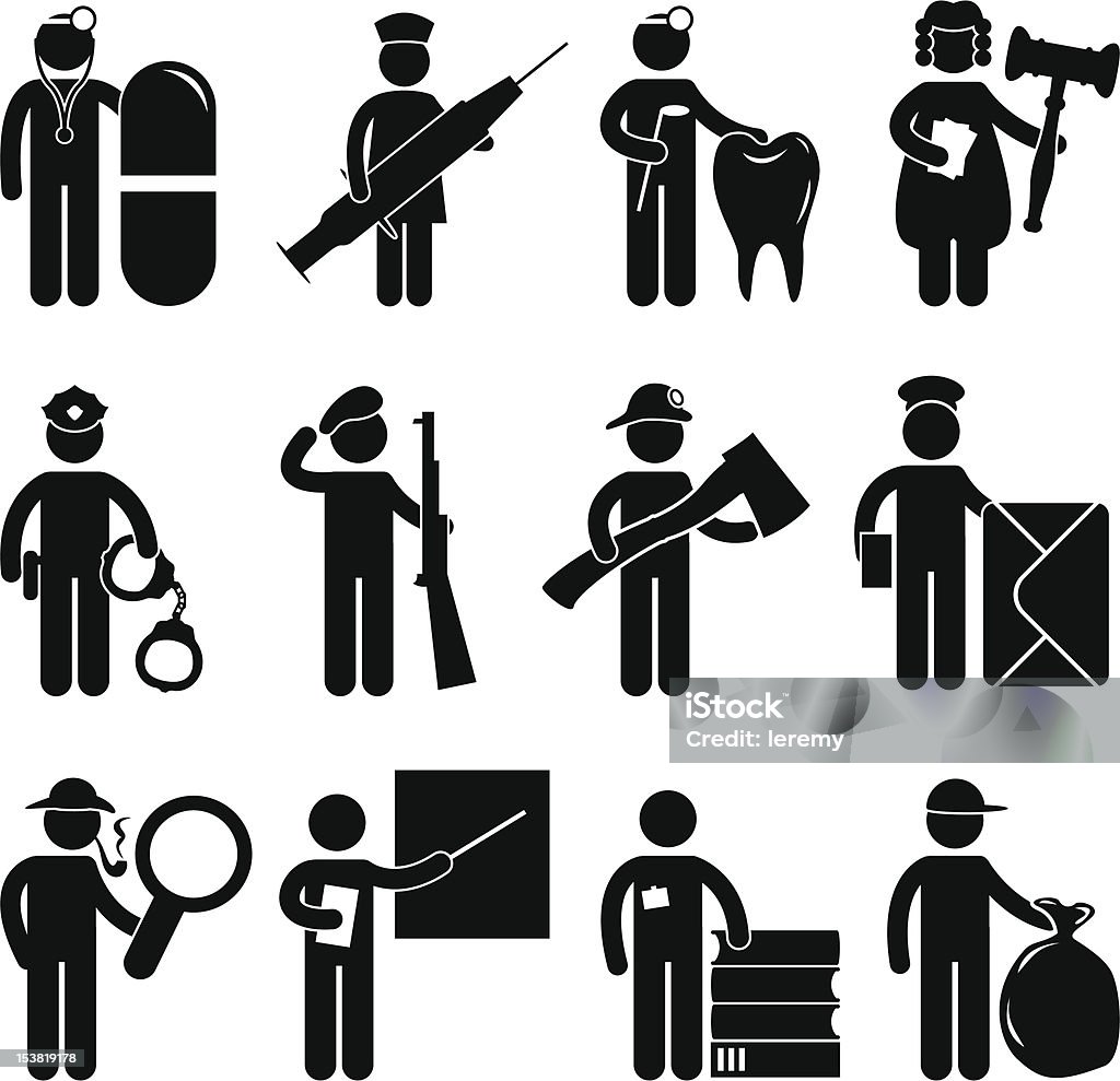 Menschen Arbeit Beruf Pictogram - Lizenzfrei Arbeit und Beschäftigung Vektorgrafik