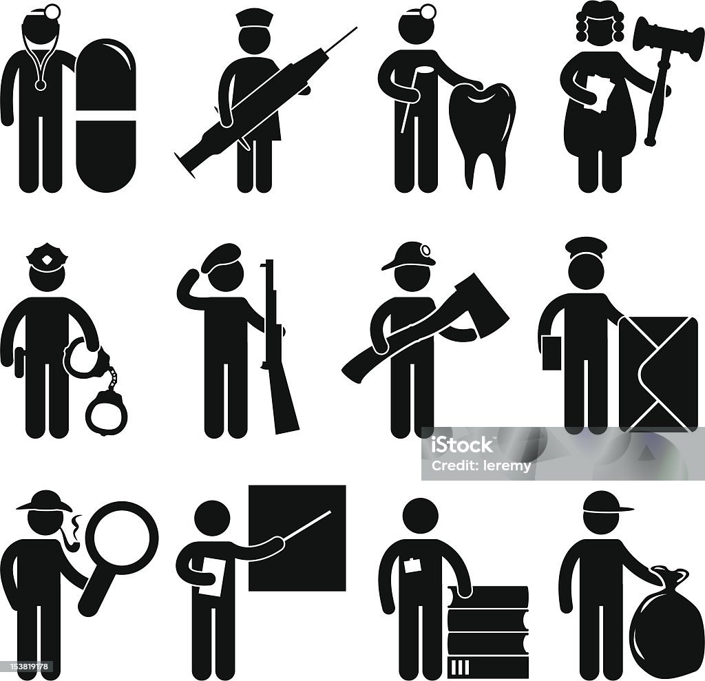 Pessoas trabalho Pictogram de ocupação - Vetor de Adulto royalty-free