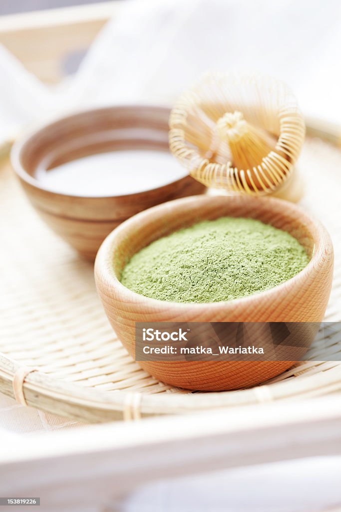 green tea bowl of green tea powder - tea time Bamboo - Plant Stock Photo