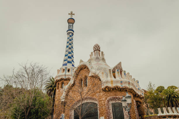 The monumental zone of Park Guell in Barcelona, Spain