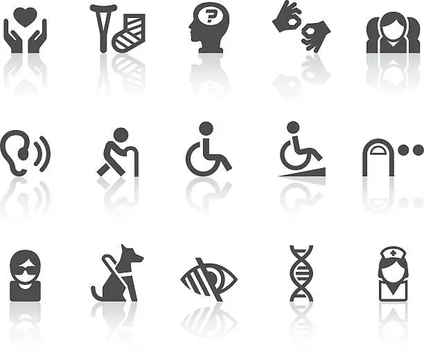 Vector illustration of Disability Icons | Simple Black Series