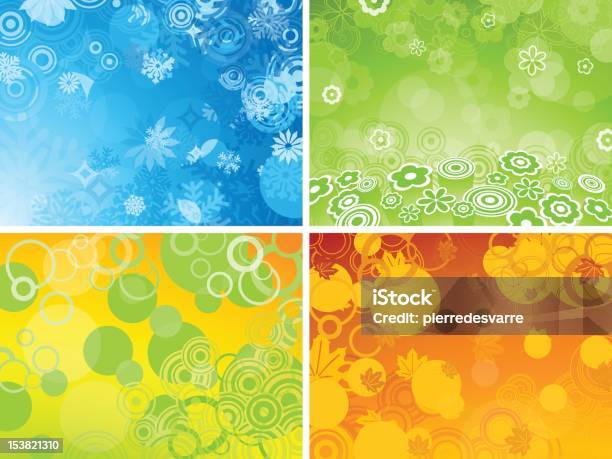 Four Seasons Backgrounds Com Cópiaespaço - Arte vetorial de stock e mais imagens de Agosto - Agosto, Flor, Amarelo